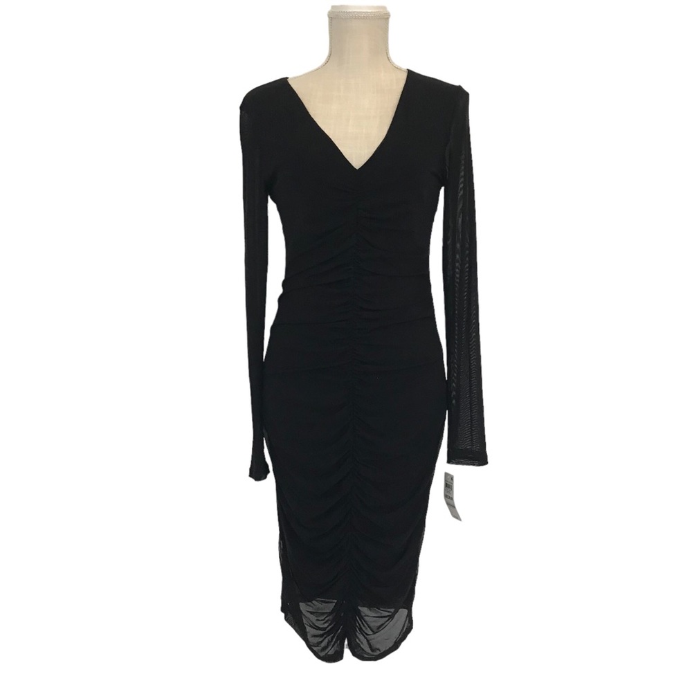 INC international concepts black midi dress in size medium with long sleeves